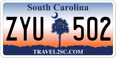 SC license plate ZYU502