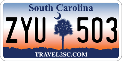 SC license plate ZYU503