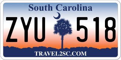 SC license plate ZYU518