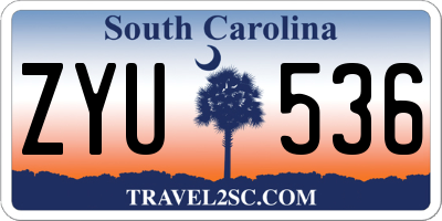 SC license plate ZYU536