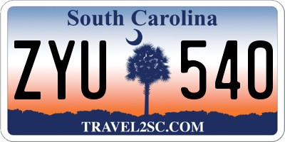 SC license plate ZYU540