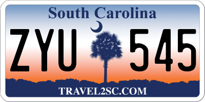 SC license plate ZYU545