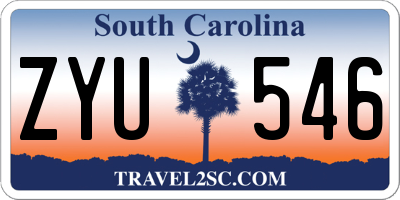 SC license plate ZYU546