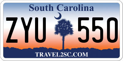 SC license plate ZYU550