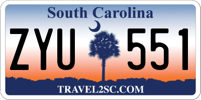 SC license plate ZYU551