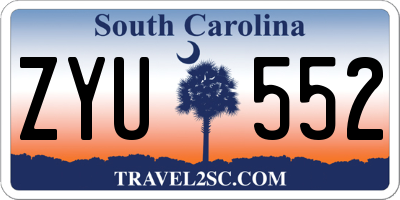 SC license plate ZYU552