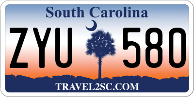 SC license plate ZYU580