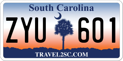 SC license plate ZYU601