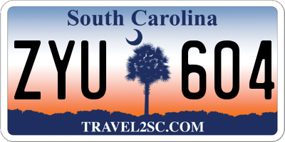 SC license plate ZYU604