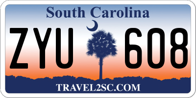 SC license plate ZYU608