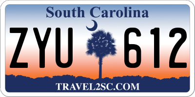 SC license plate ZYU612