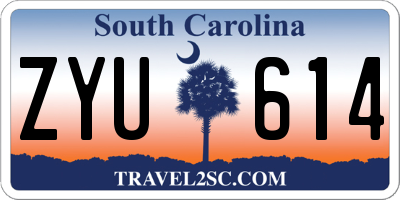 SC license plate ZYU614