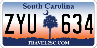 SC license plate ZYU634