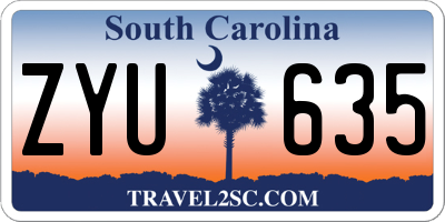 SC license plate ZYU635