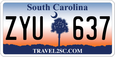SC license plate ZYU637