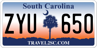 SC license plate ZYU650