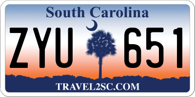 SC license plate ZYU651