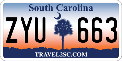 SC license plate ZYU663