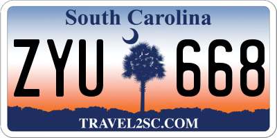 SC license plate ZYU668