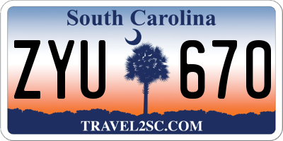 SC license plate ZYU670
