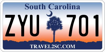 SC license plate ZYU701