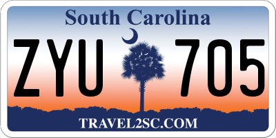 SC license plate ZYU705