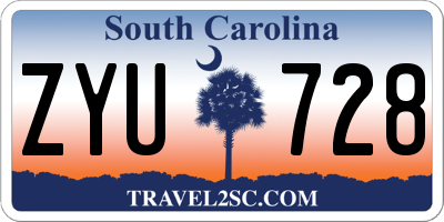 SC license plate ZYU728