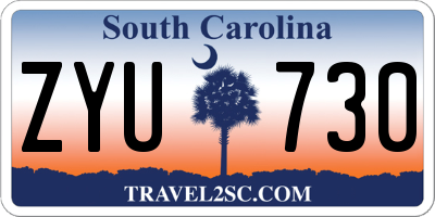 SC license plate ZYU730