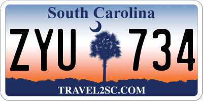 SC license plate ZYU734