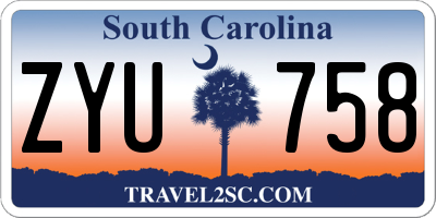SC license plate ZYU758
