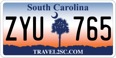 SC license plate ZYU765