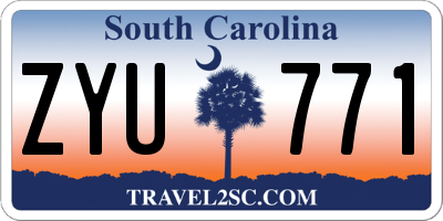 SC license plate ZYU771