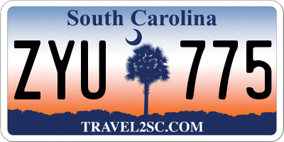 SC license plate ZYU775