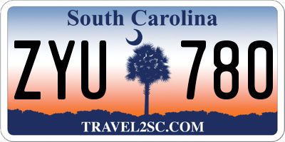 SC license plate ZYU780