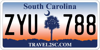 SC license plate ZYU788