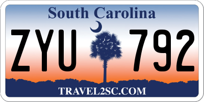 SC license plate ZYU792