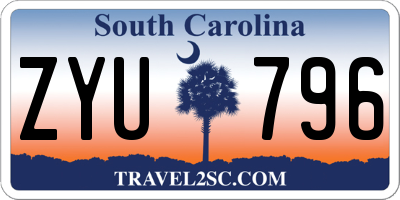 SC license plate ZYU796