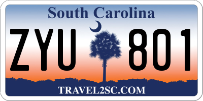SC license plate ZYU801