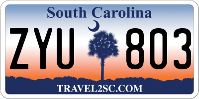 SC license plate ZYU803