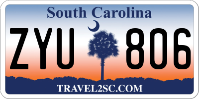 SC license plate ZYU806