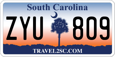 SC license plate ZYU809