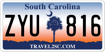 SC license plate ZYU816