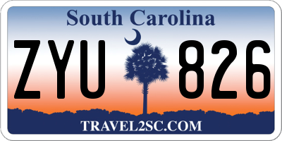 SC license plate ZYU826