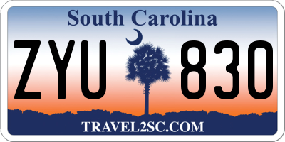 SC license plate ZYU830