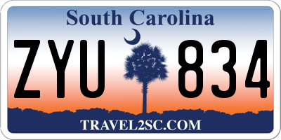 SC license plate ZYU834