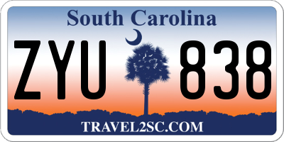 SC license plate ZYU838