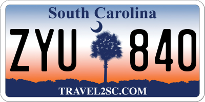 SC license plate ZYU840
