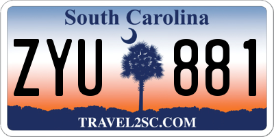 SC license plate ZYU881