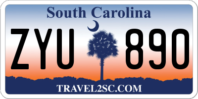 SC license plate ZYU890