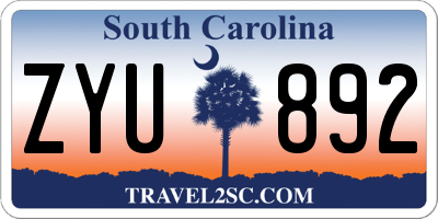 SC license plate ZYU892